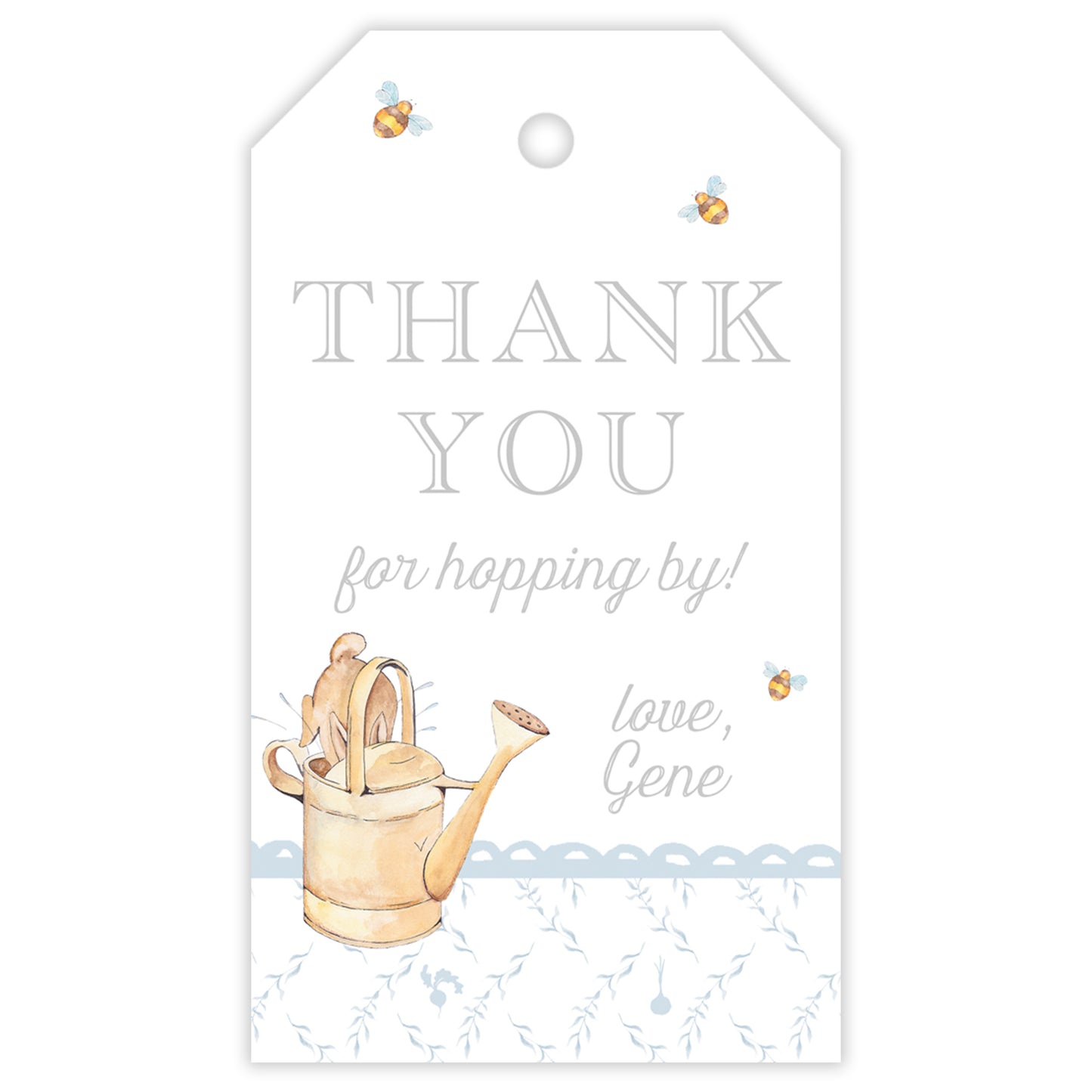 peter rabbit blue trellis party favor tag