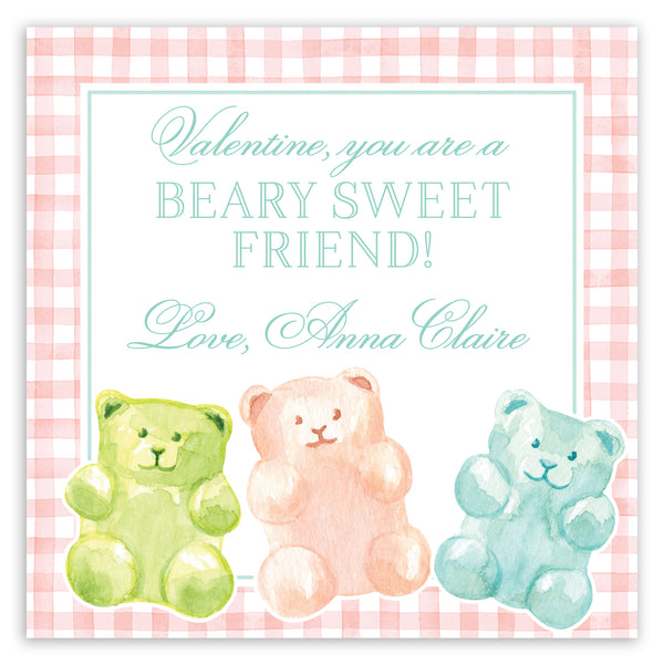 bear-y sweet pink gummy bear valentine card