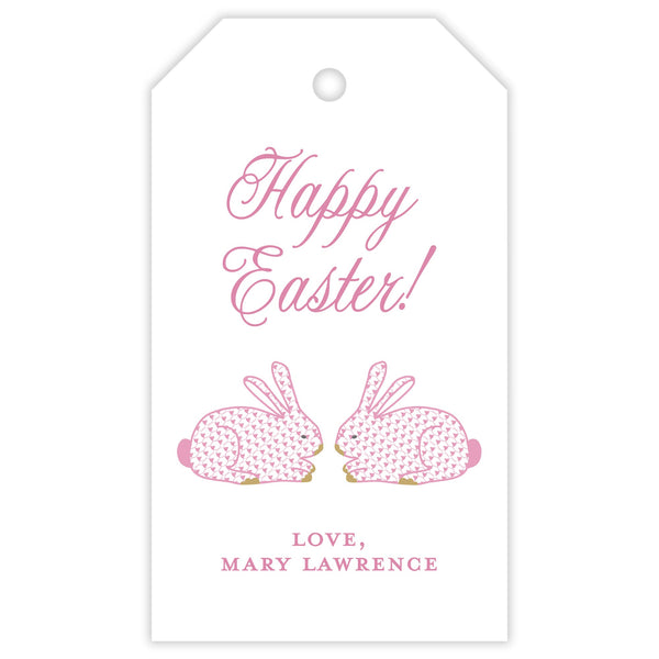 pink herend bunny easter tag