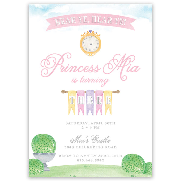 princess & knights birthday invitation