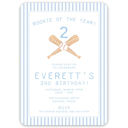 rookie of the year baseball birthday invitation