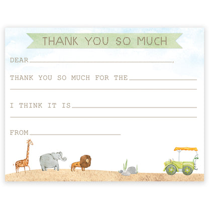 safari fill-in thank you note
