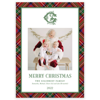 christmas tartan portrait holiday card