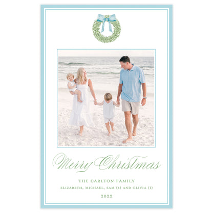 watercolor wreath large holiday photo card