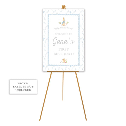 peter rabbit blue trellis welcome sign