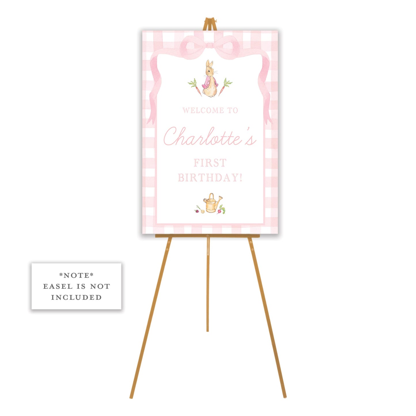 pink peter rabbit welcome sign