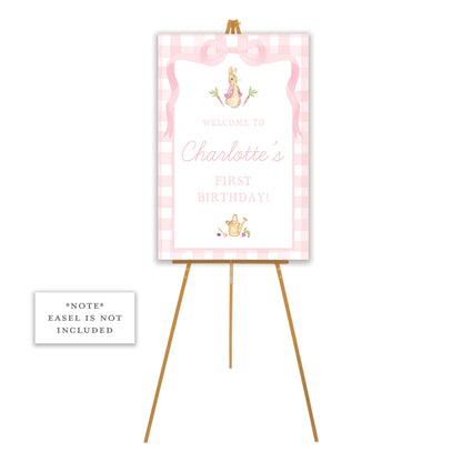 pink peter rabbit welcome sign