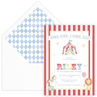 circus birthday invitation
