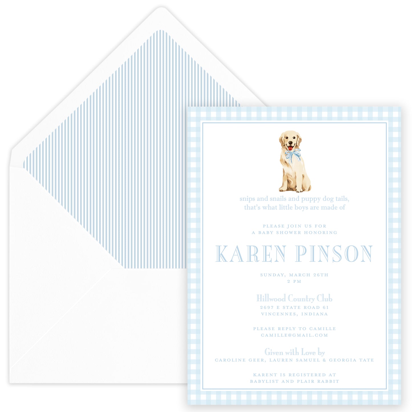 snips & snails shower invitation