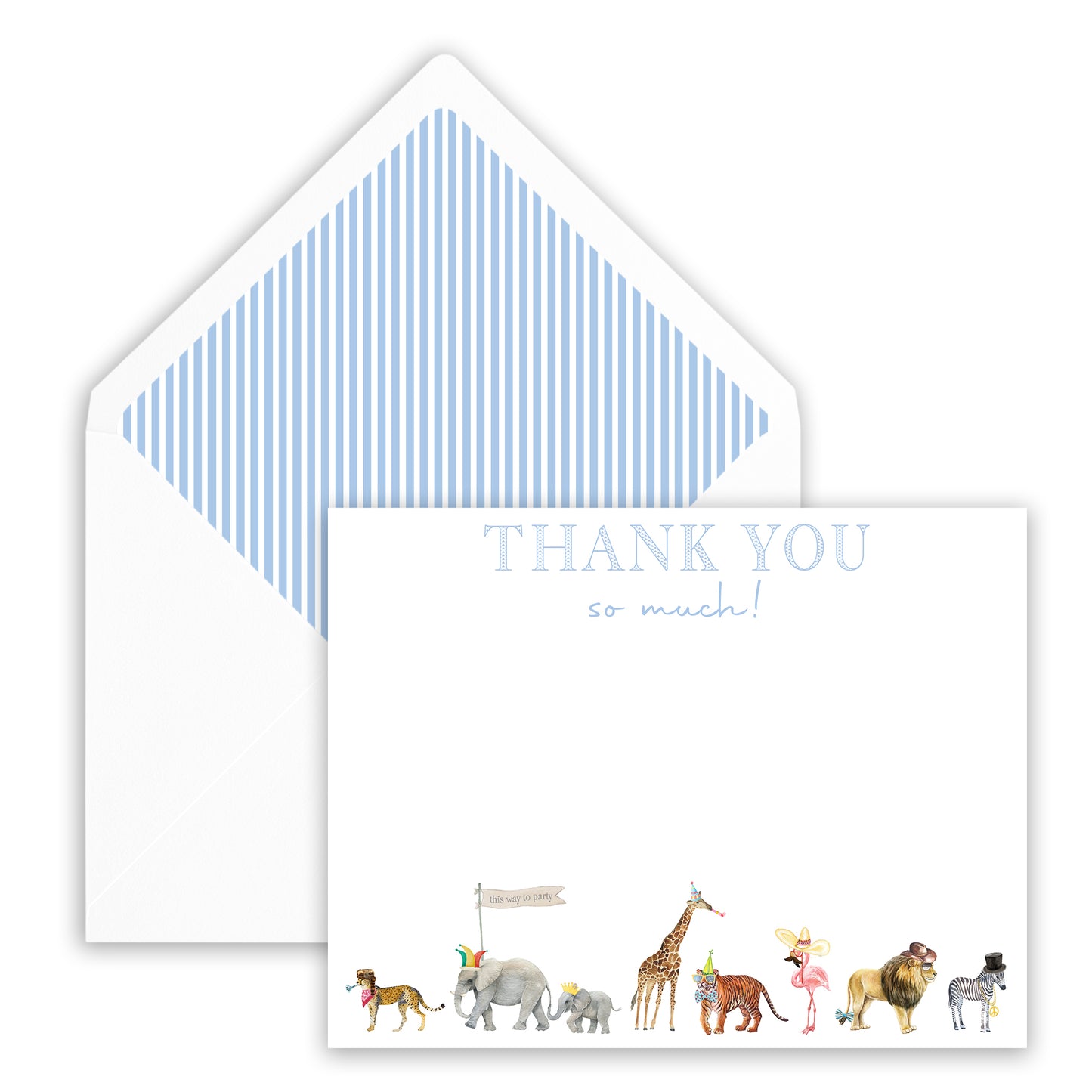 blue party animal thank you note