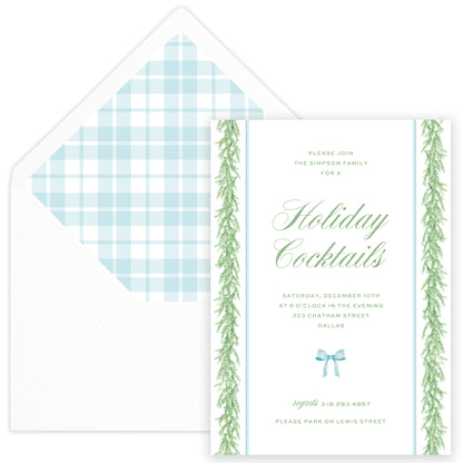 holiday garland edge party invitation