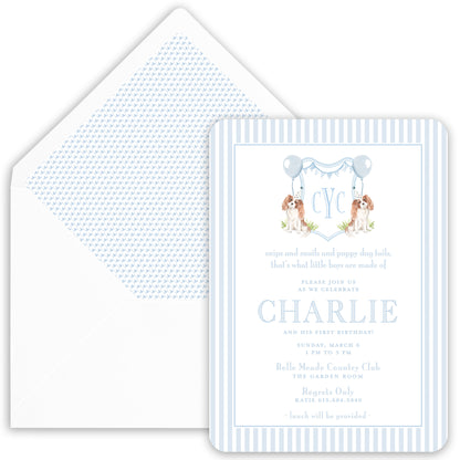 snips & snails cavalier king charles invitation