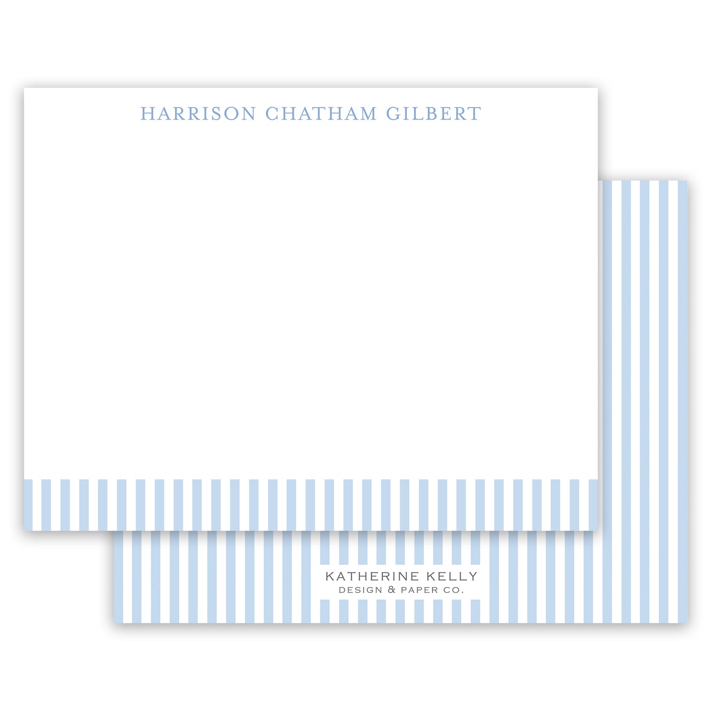 blue classic stripe notecard