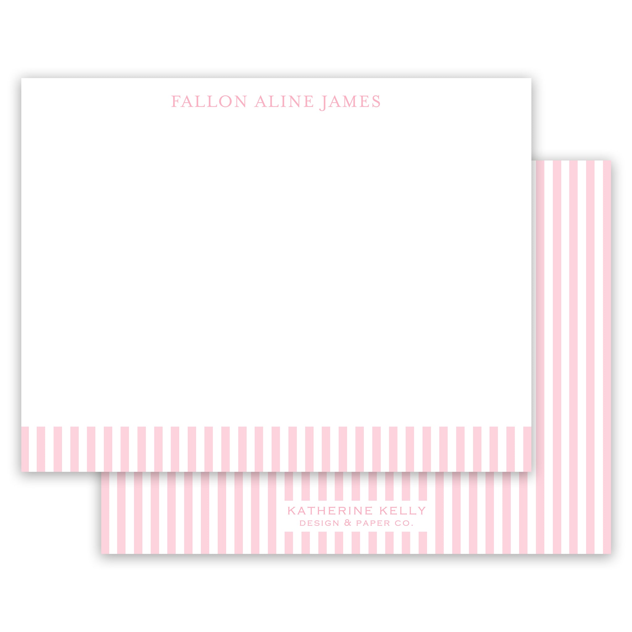 pink classic stripe notecard