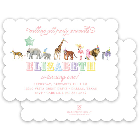 multi party animal birthday invitation