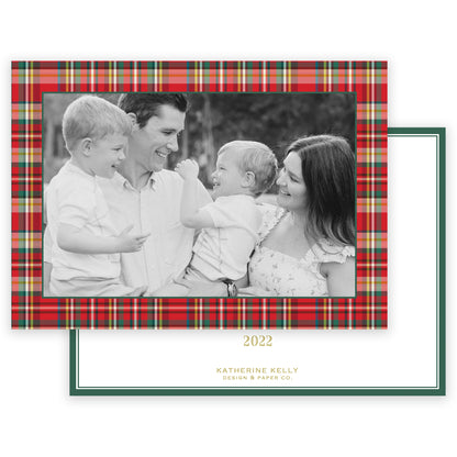 nutcracker plaid border landscape photo card