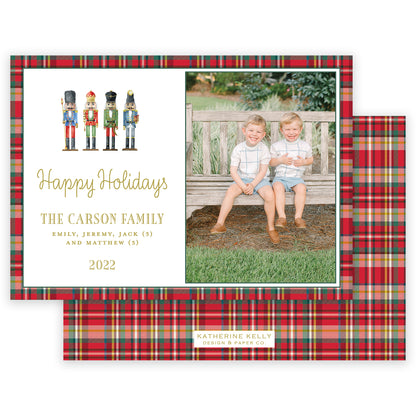 nutcracker plaid border landscape christmas card