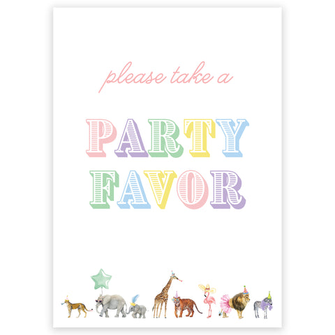 multi party animal party favor sign