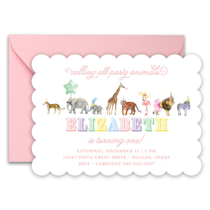 multi party animal birthday invitation