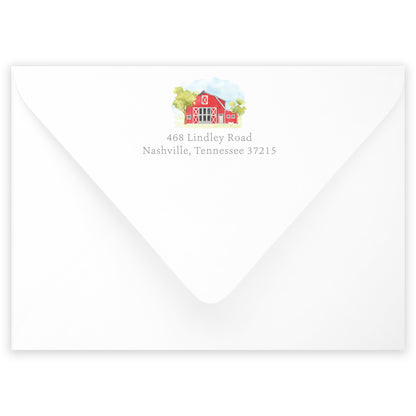 red farm animal birthday invitation