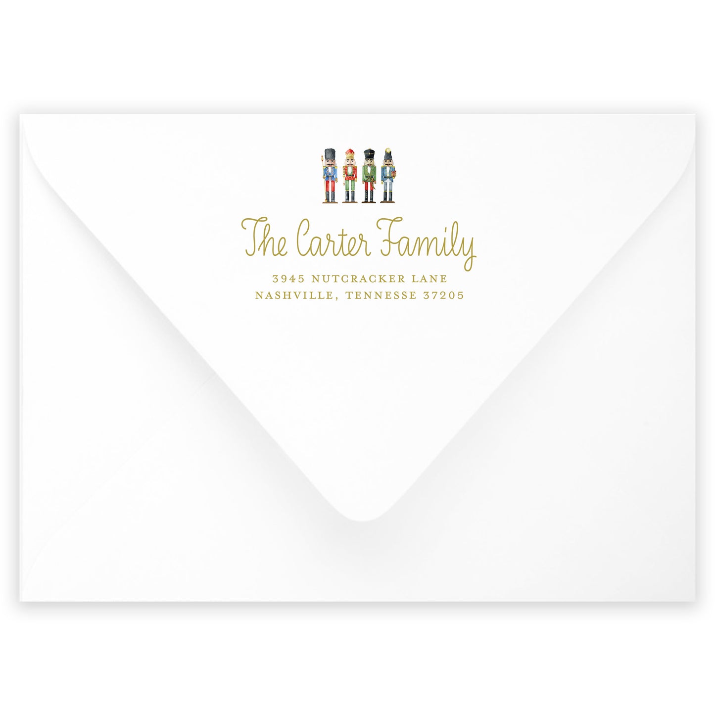 nutcracker green border portrait holiday card