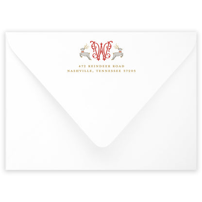 dancing reindeer portrait holiday card