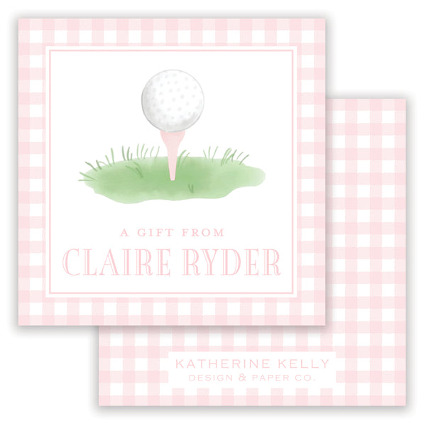 pink golf enclosure card