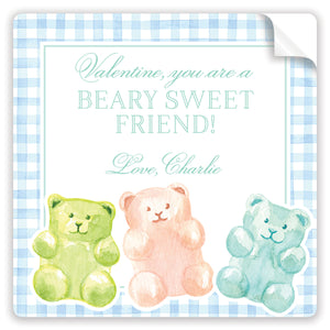 bear-y sweet blue gummy bear valentine stickers