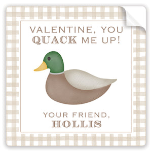 you quack me up tan valentine stickers