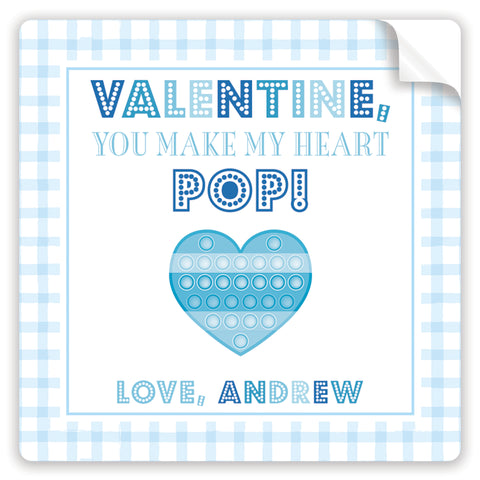 you make my heart pop blue valentine stickers