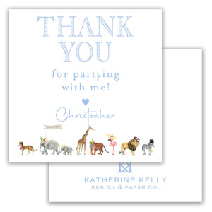 blue party animal party favor card