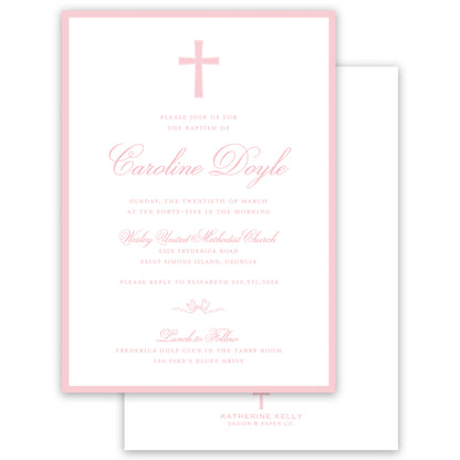 pink baptism invitation