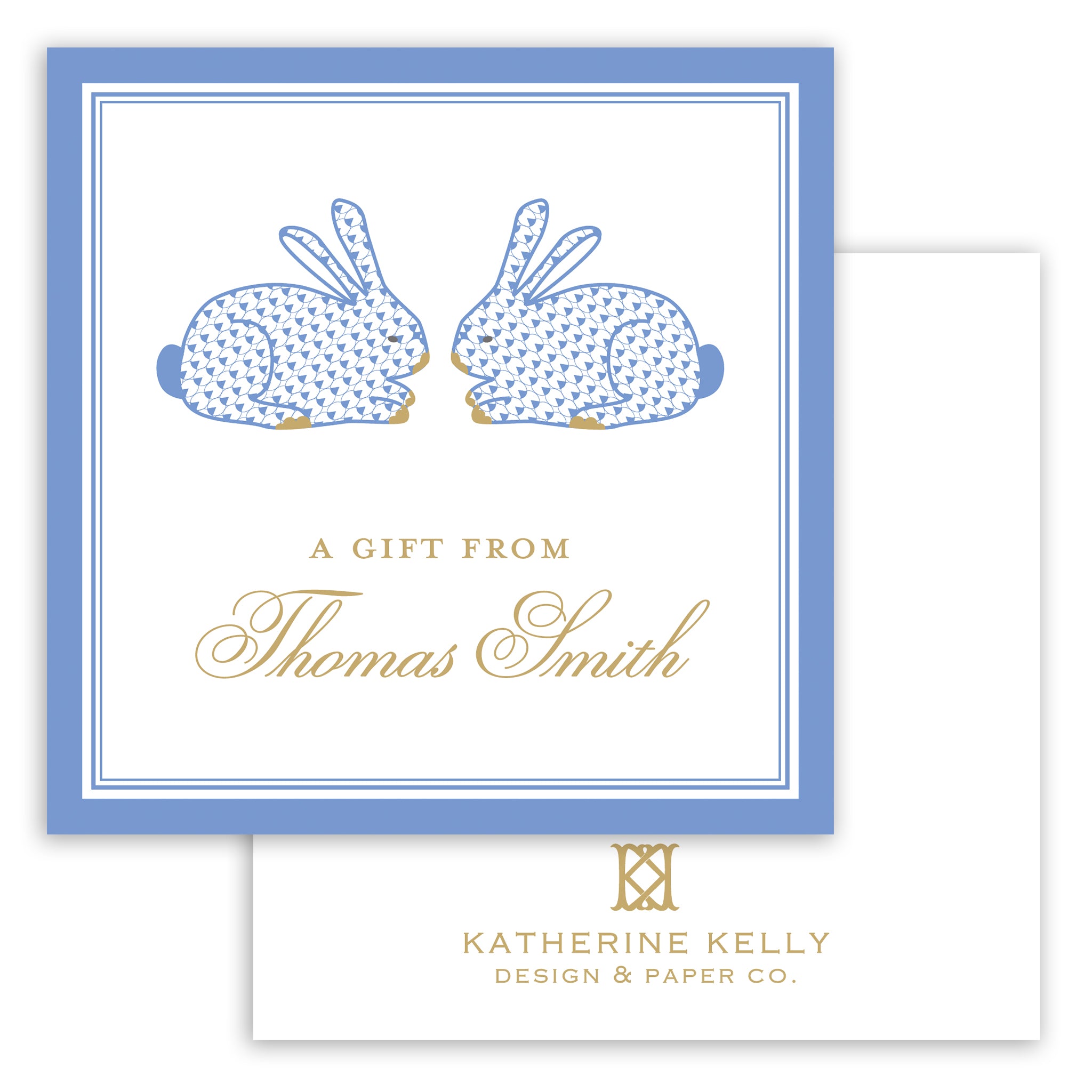 blue herend bunny enclosure card