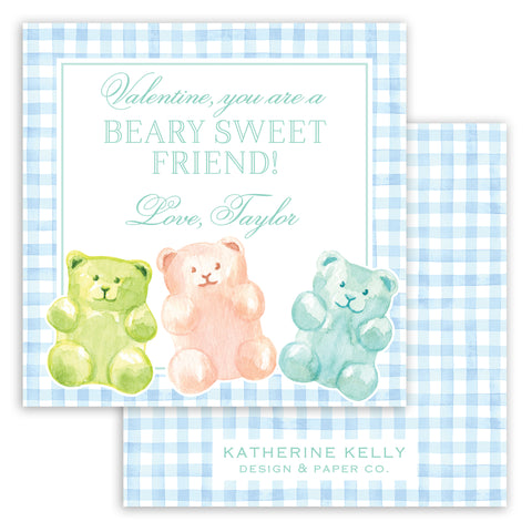 bear-y sweet blue gummy bear valentine card