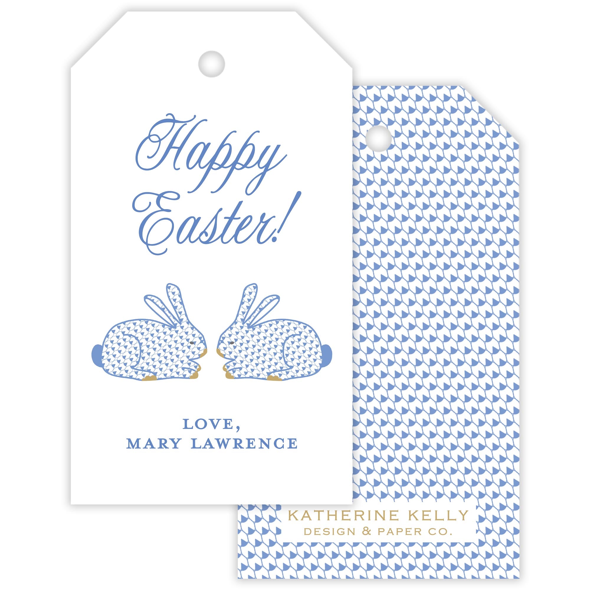 blue herend bunny easter tag