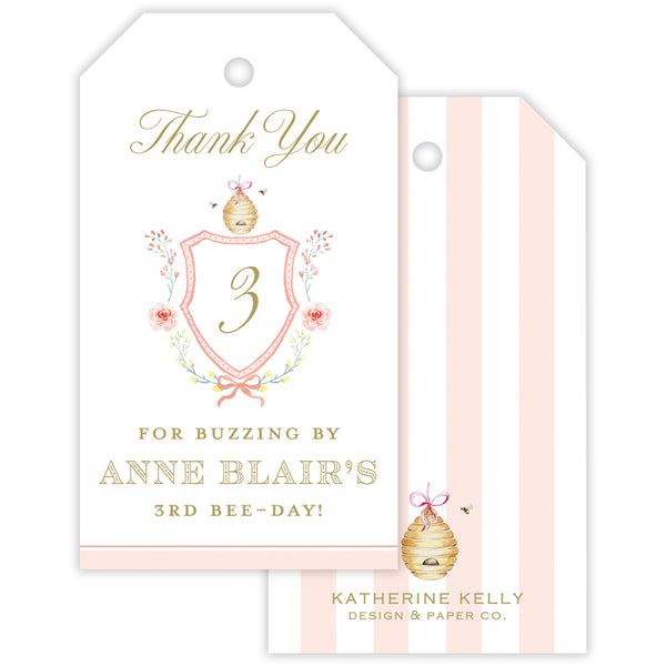 busy bee birthday party favor tag