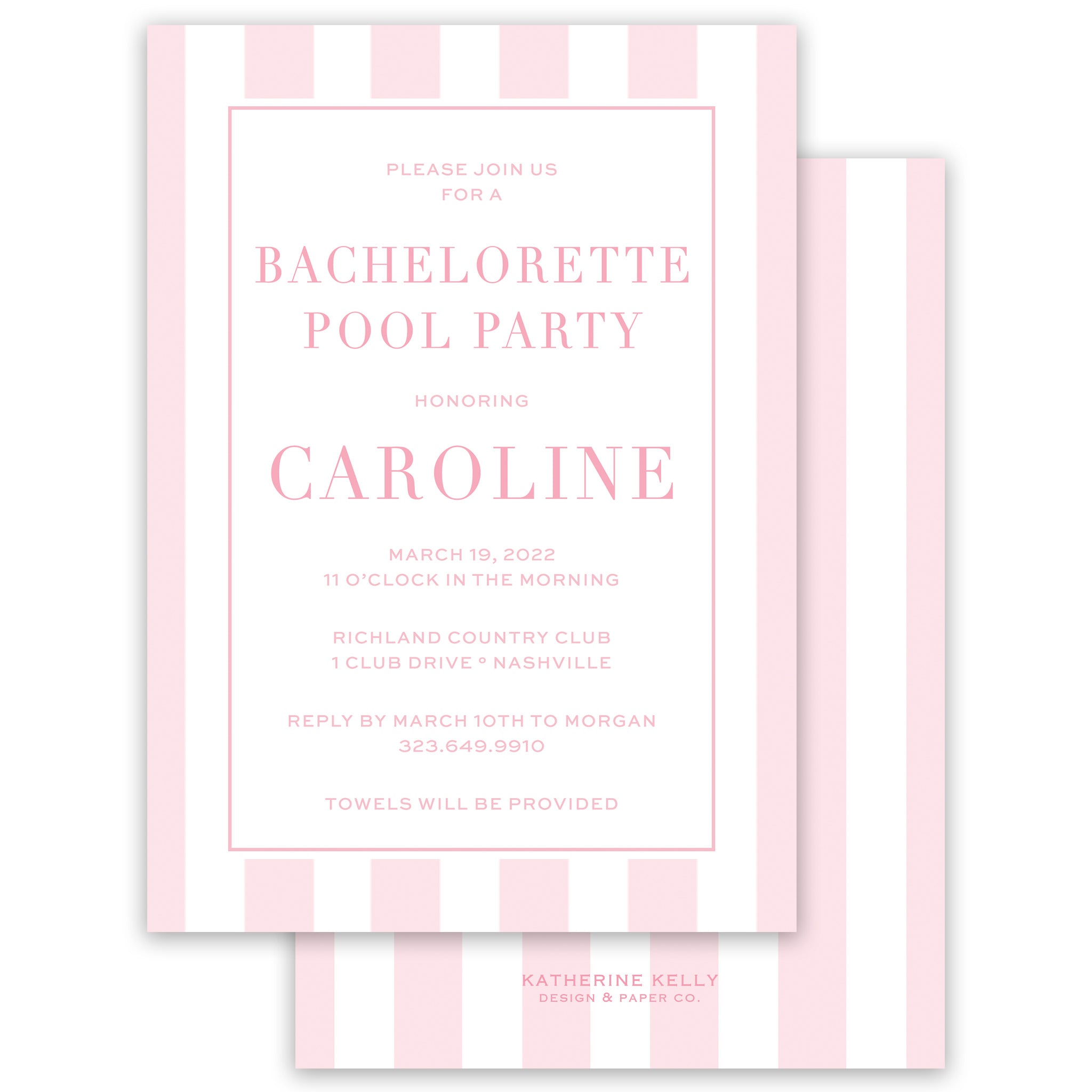 cabana stripe party invitation