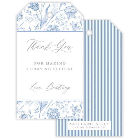 blue & white chinoiserie party favor tag