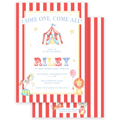 circus birthday invitation