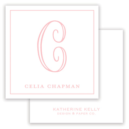 classic pink initial enclosure card