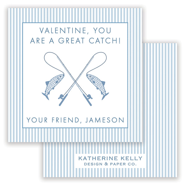 great catch pinstripe valentine card