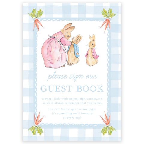 blue peter rabbit guest book sign