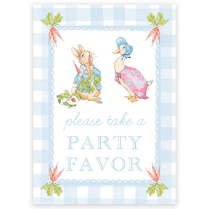 blue peter rabbit party favor sign
