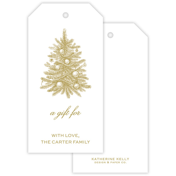 gold christmas personalized gift tag