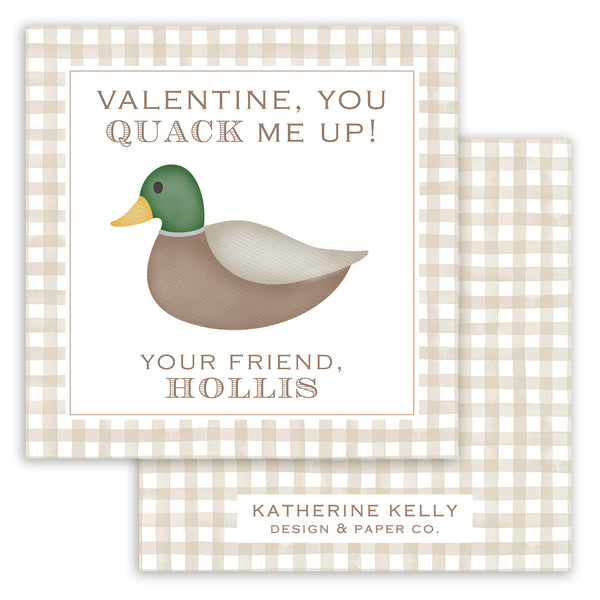 you quack me up tan valentine card