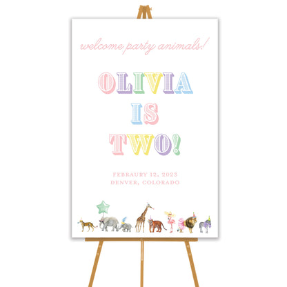 multi party animal welcome sign