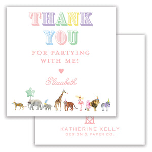multi party animal party favor card