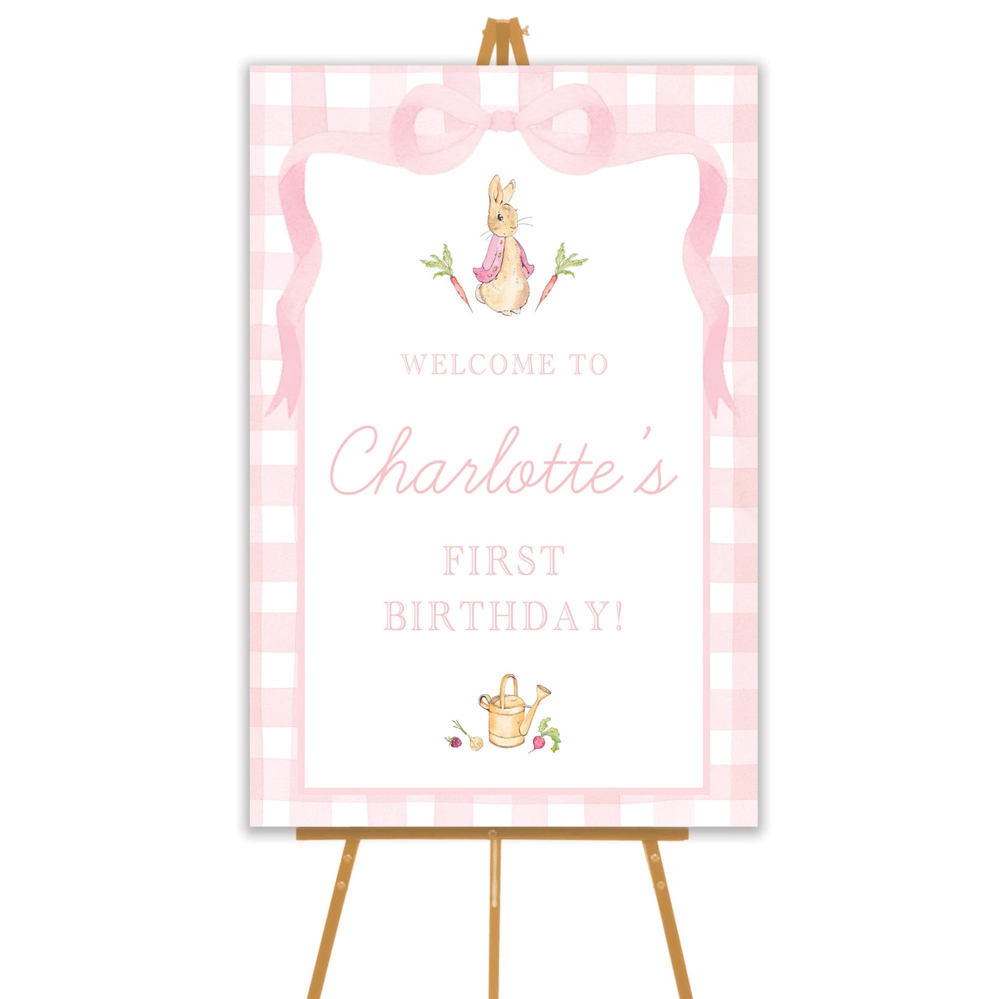 pink peter rabbit welcome sign