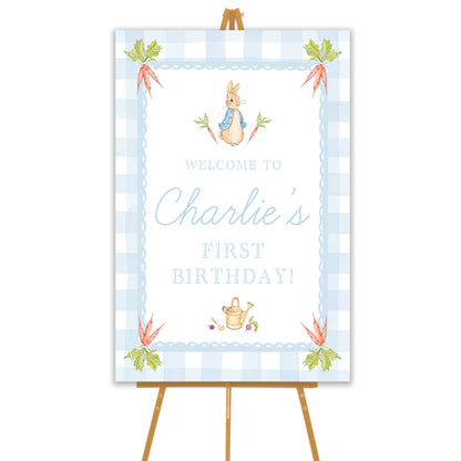 blue peter rabbit welcome sign