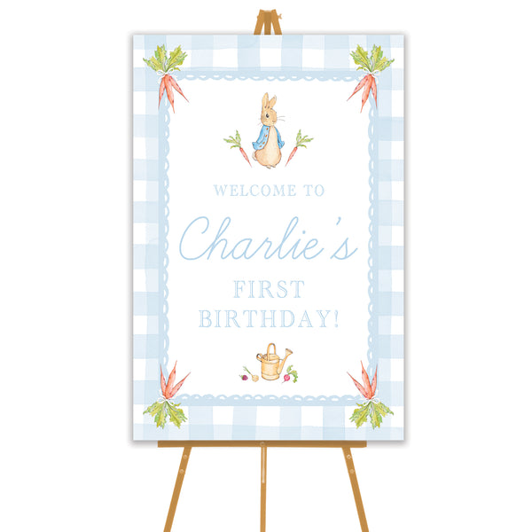 blue peter rabbit welcome sign